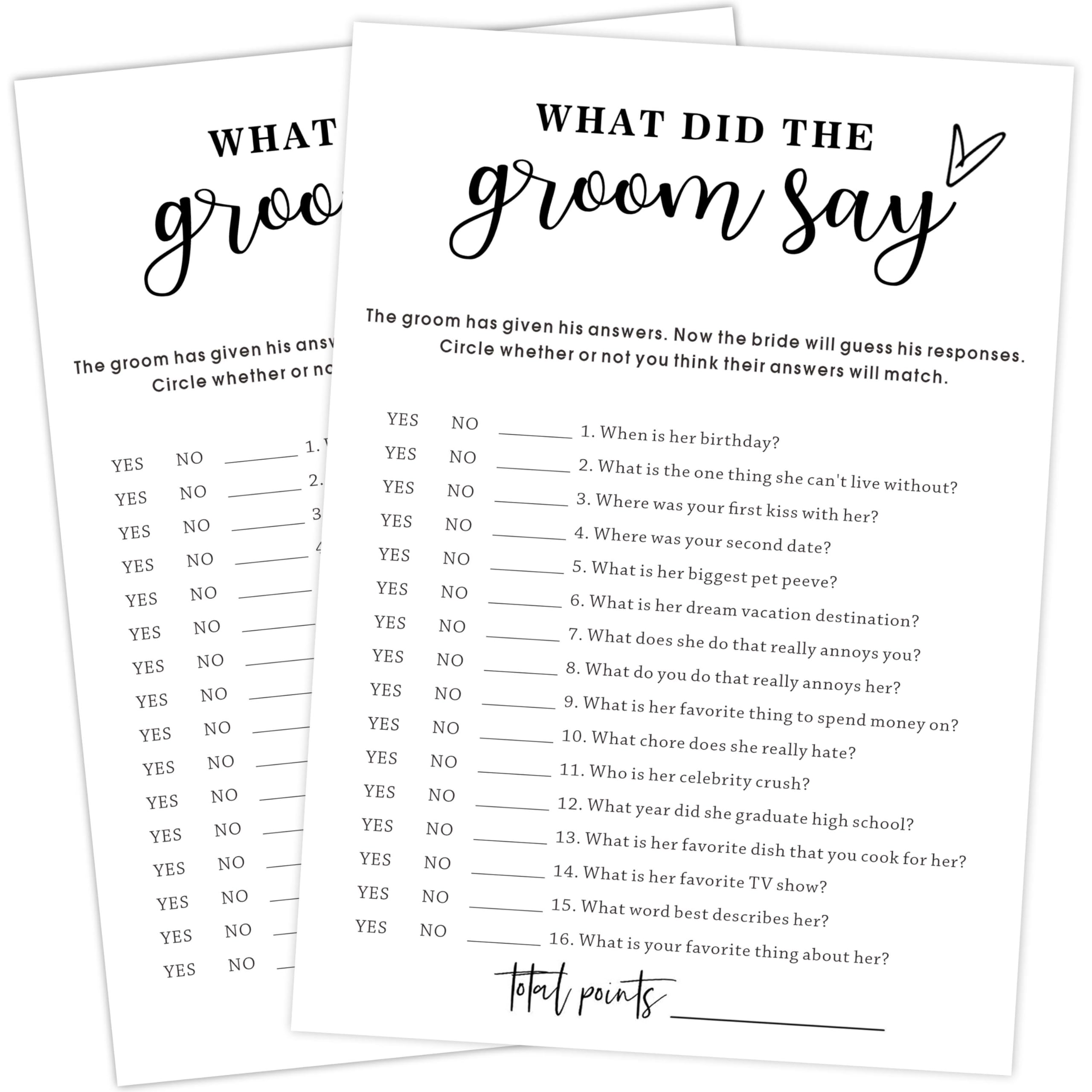 White Theme Bridal Shower Games 25 Guests, What did the Groom Say Bridal Games, Wedding Advice Cards, Wedding Games for Reception, Bride Groom Wedding Bachelorette Engagement Party Supplies-A12