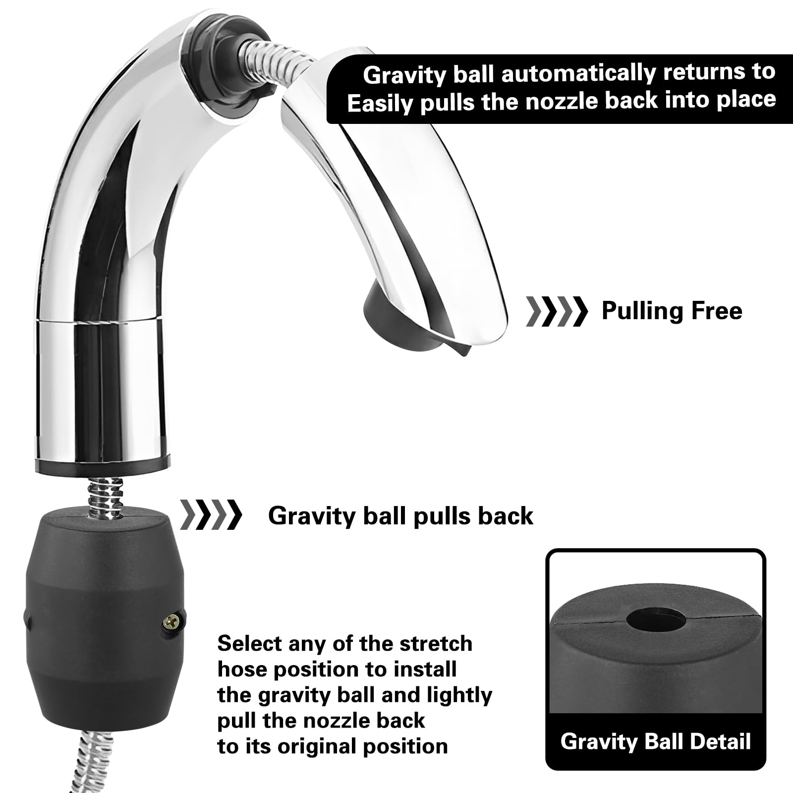 Tubo da cucina Peso Heavy Ball di ricambio per rubinetto della cucina di ricambio lavello estrarre rubinetto Peso -Nero
