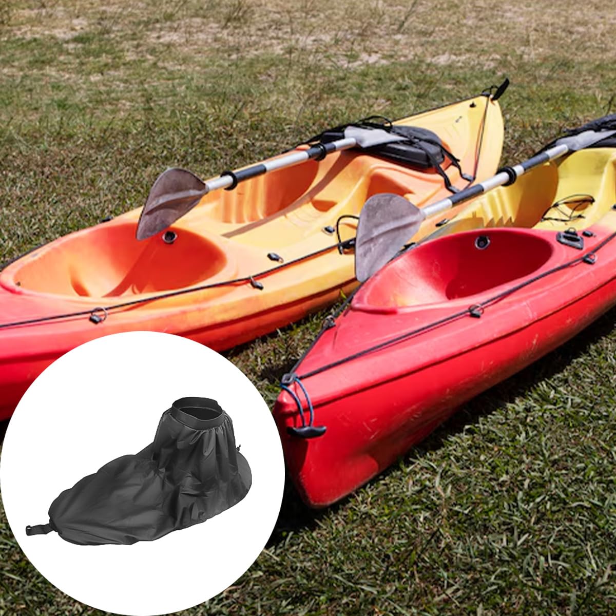 Jupe de kayak universelle réglable, housse de cockpit étanche pour canoë, surf, kayak, pont de pulvérisation, accessoire de pagaie noir, équipement de sports nautiques de plein air