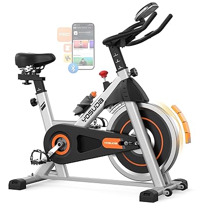 YOSUDA Exercise Bike, Brake Pad Stationary Bike for Home with Exclusive App, Magnetic Indoor Cycling Bike with 300 lb Weight Capacity, Low Noise, Tablet Holder and Fitness Courses for Weight Loss