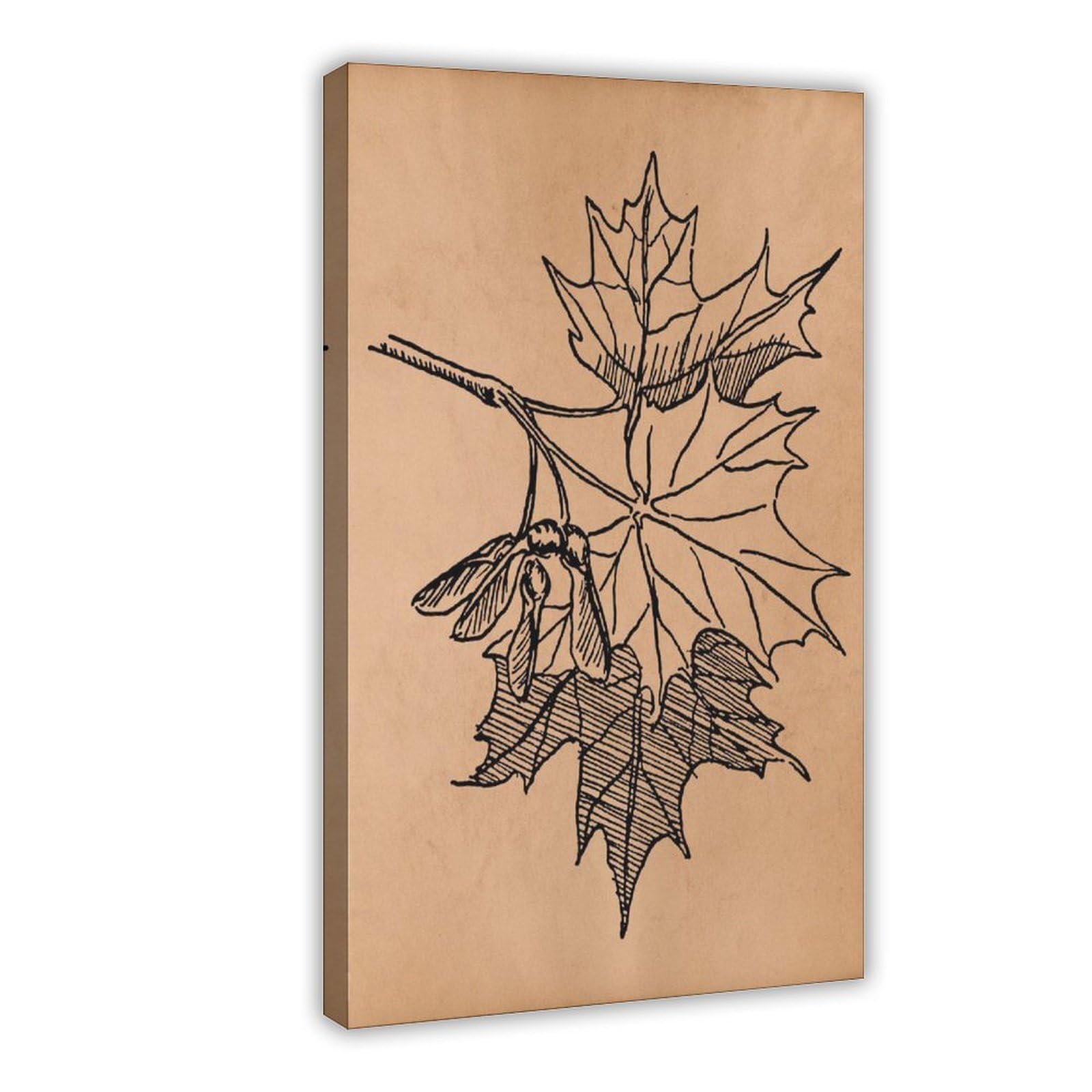 HOHHMY Maple Leaf Botanical Canvas Poster for Dorm Room Decor Gift