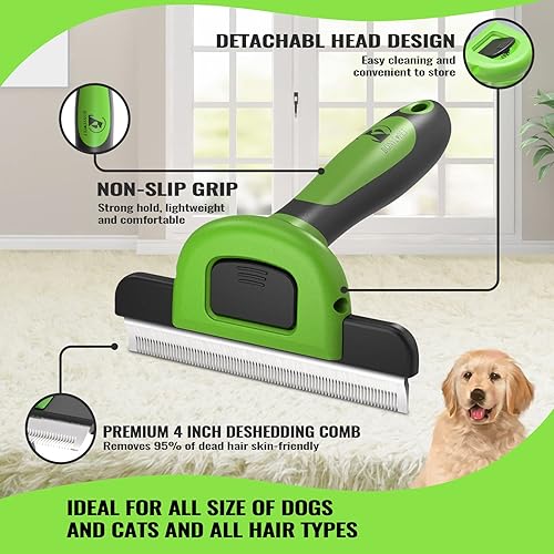 Miniatura 2 de Bonve Pet Cepillo de aseo, herramienta mejorada para eliminar pelos de mascotas para perros y gatos que reduce eficazmente la caída hasta en un 95%