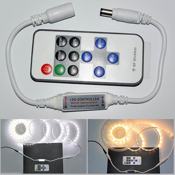 Lighting EVER Le mini 6 A uzaktan kumanda için tek renkli LED şerit, RF dimmer 12 V DC LED Lichtstreifen, kablosuz Controller için tüm kısılabilir 5050 3528 LED şeritler için