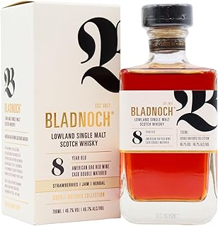 Bladnoch 8 Year Old Whisky Single Malt Scotch Whisky 1st Fill American Oak Red Wine Casks NonChill Filtered Natural Colour 70cl With Gift Box 467 ABV Lowland Malt Whisky