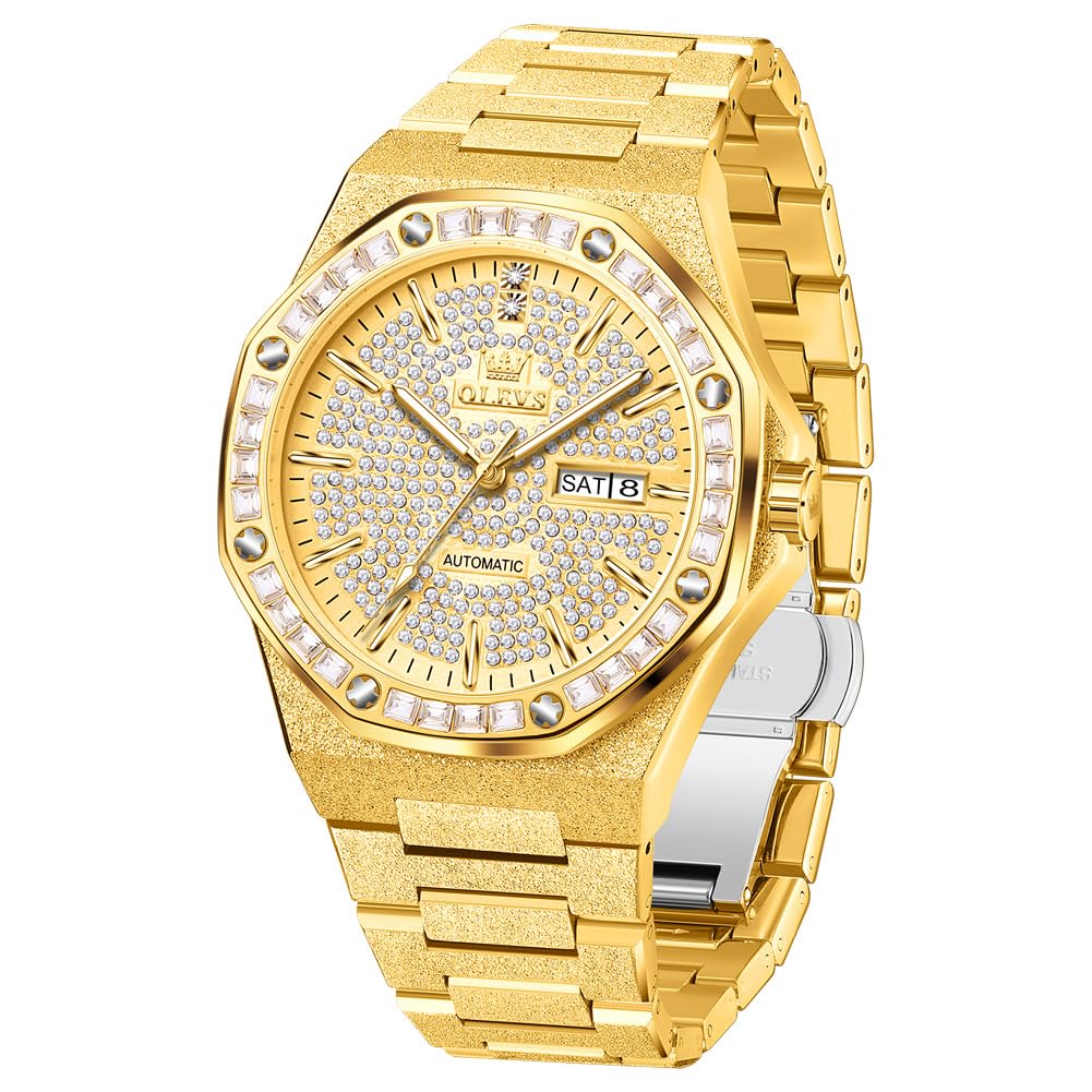 OLEVS Automatic Mens Watches Self Winding Mechanical Business Luxury Dress Wrist Watch Stainless Steel Waterproof Luminous Day Date