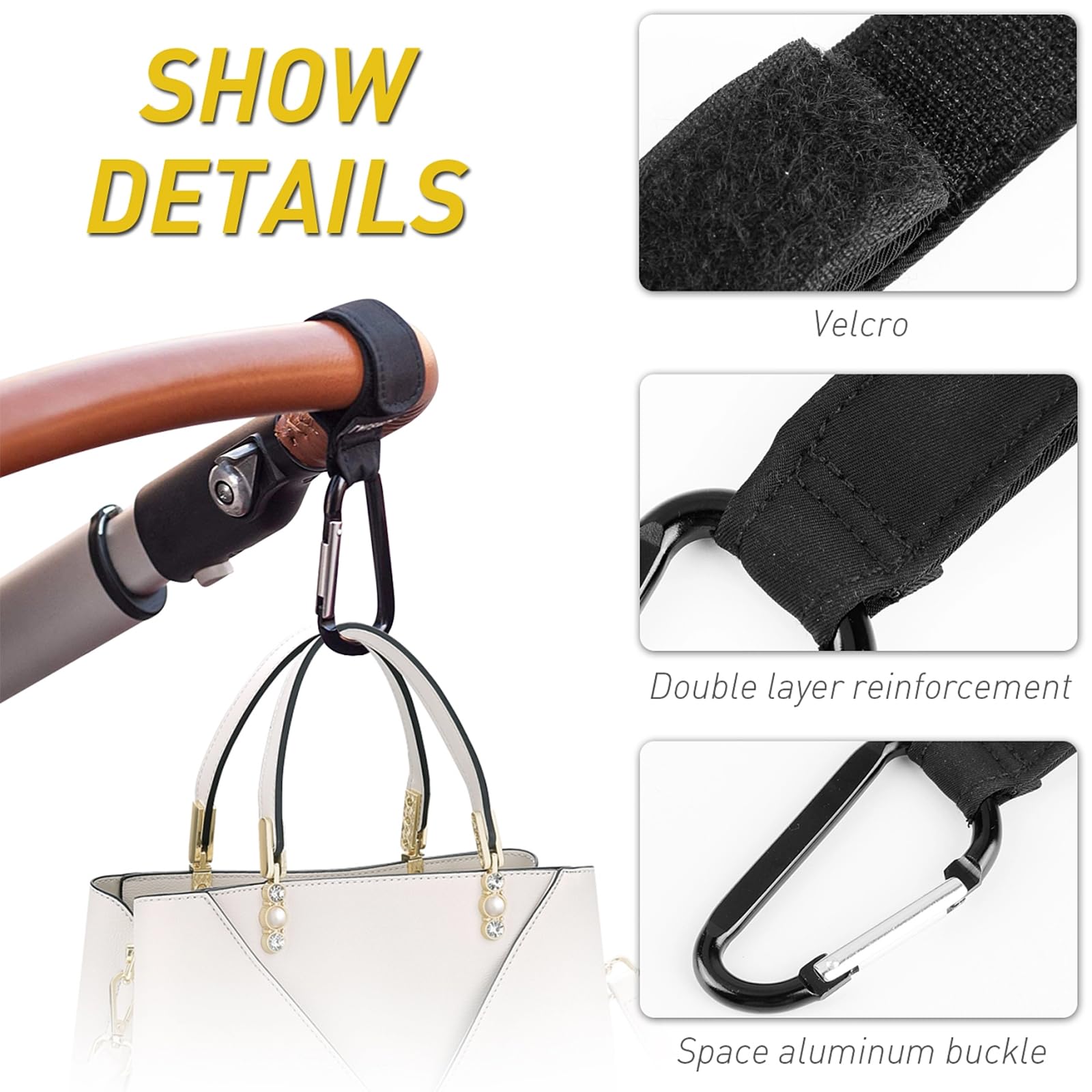 2 Unità Nero Passeggino Ganci universale Fit per appendere il vostro Shopping Bags Zaino, passeggino accessori