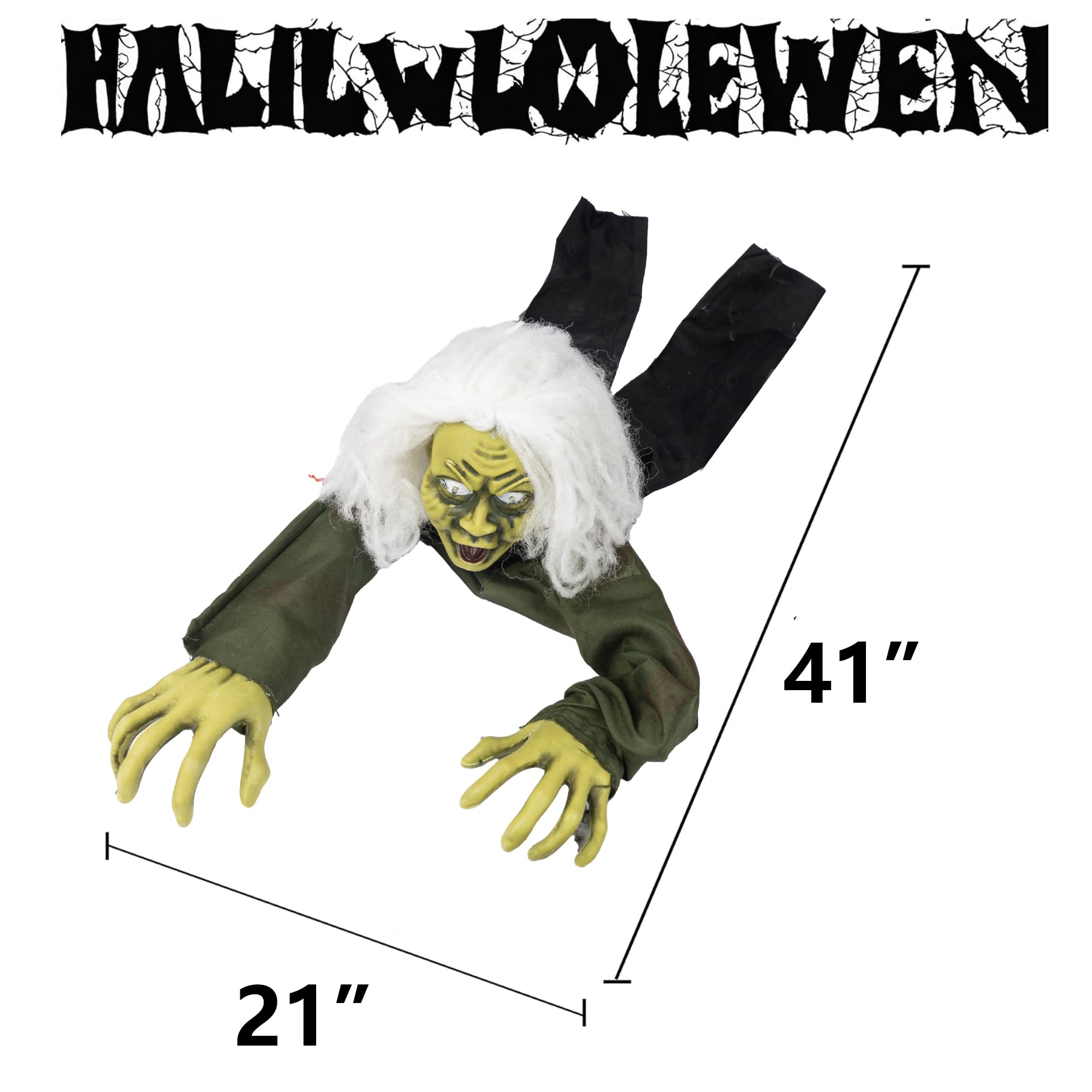 Hourleey Halloween Outdoor Decorations, Animated Zombie Groundbreaker Climbing Prop Halloween Decor with Lighted Eyes and Scary Sound for Graveyard Haunted House Indoor Lawn Yard