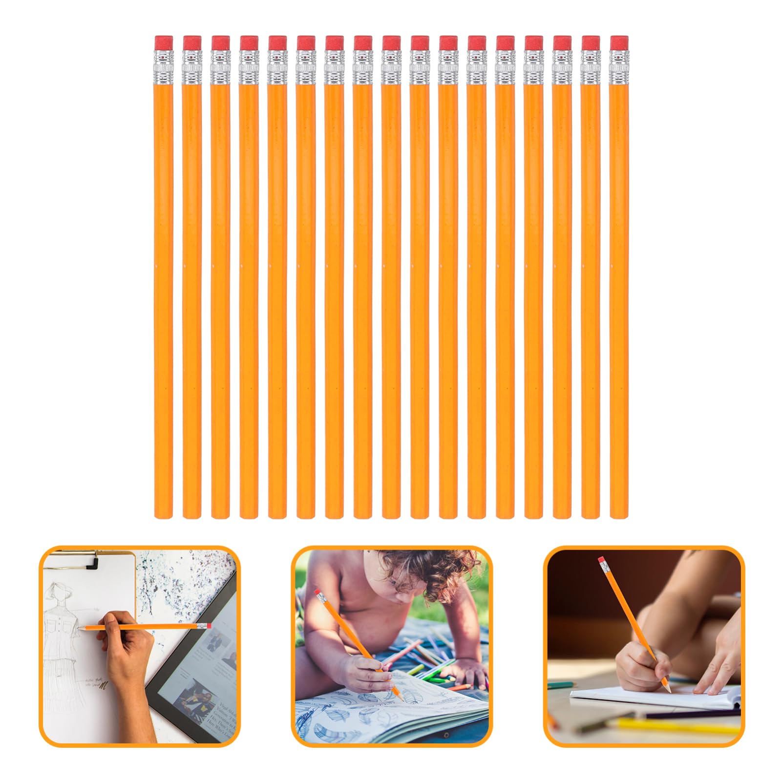 SHINEOFI 100piezas Lápiz Borrador de Madera Sencillo Lápices Largos de Escritura Multifunción Material Escolar para Uso Clase y Oficina