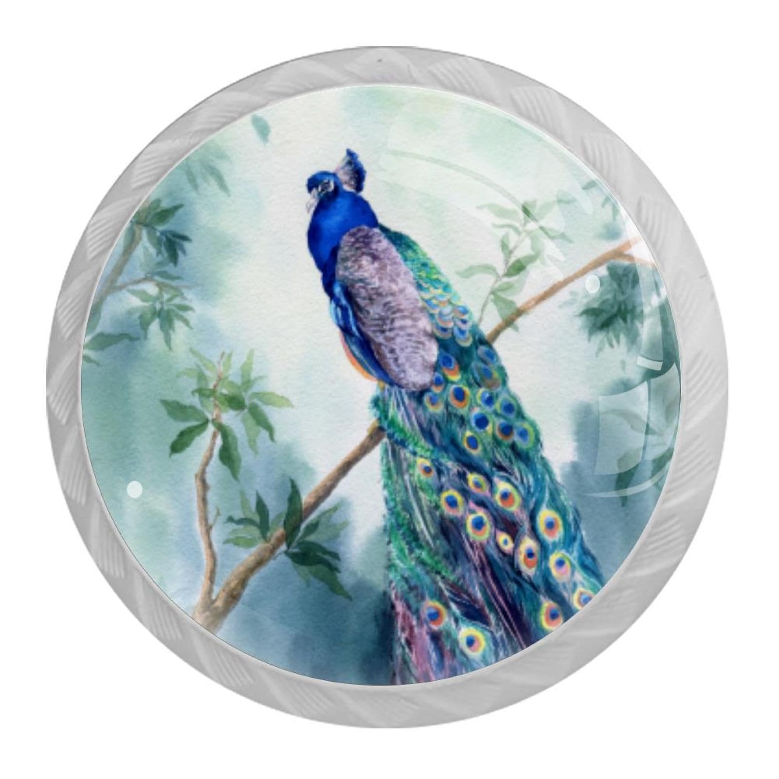 Tqmspg Multi16 4 Pieces Drawer Pulls Peacock Bird Door Knobs Dresser Handles For Kitchen Wardrobe Cupboard Hardware Furniture