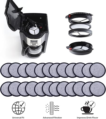 Miniatura 5 de Paquete de 24 discos de filtro de agua de carbón de repuesto para máquinas de café Mr. Coffee Brewers