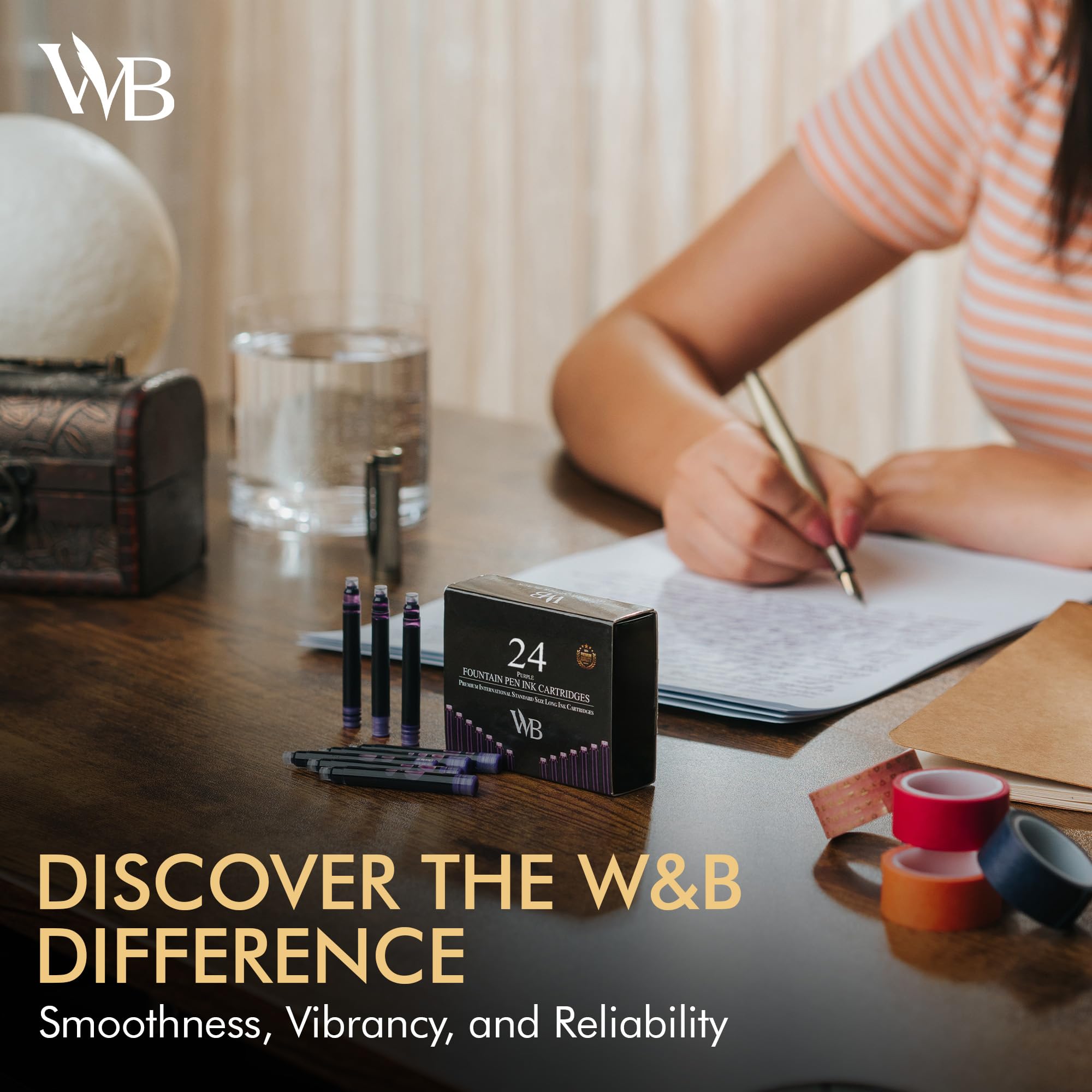 Wordsworth & Black 24 Pack Fountain Pen Ink Refills, Set of 24 Purple Ink Cartridges, International Standard Size - Image 2