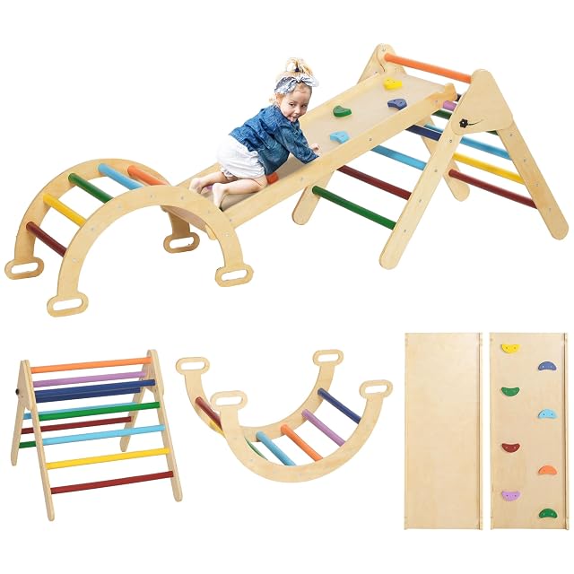 AIYAPLAY 5 en 1 Triángulo de Escalada Montessori 178x64,5 cm Multicolor