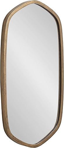 Kate and Laurel McLean - Espejo de pared hexagonal oblongo, con marco de metal, 20 x 36, dorado antiguo, espejo geométrico decorativo y vibrante con