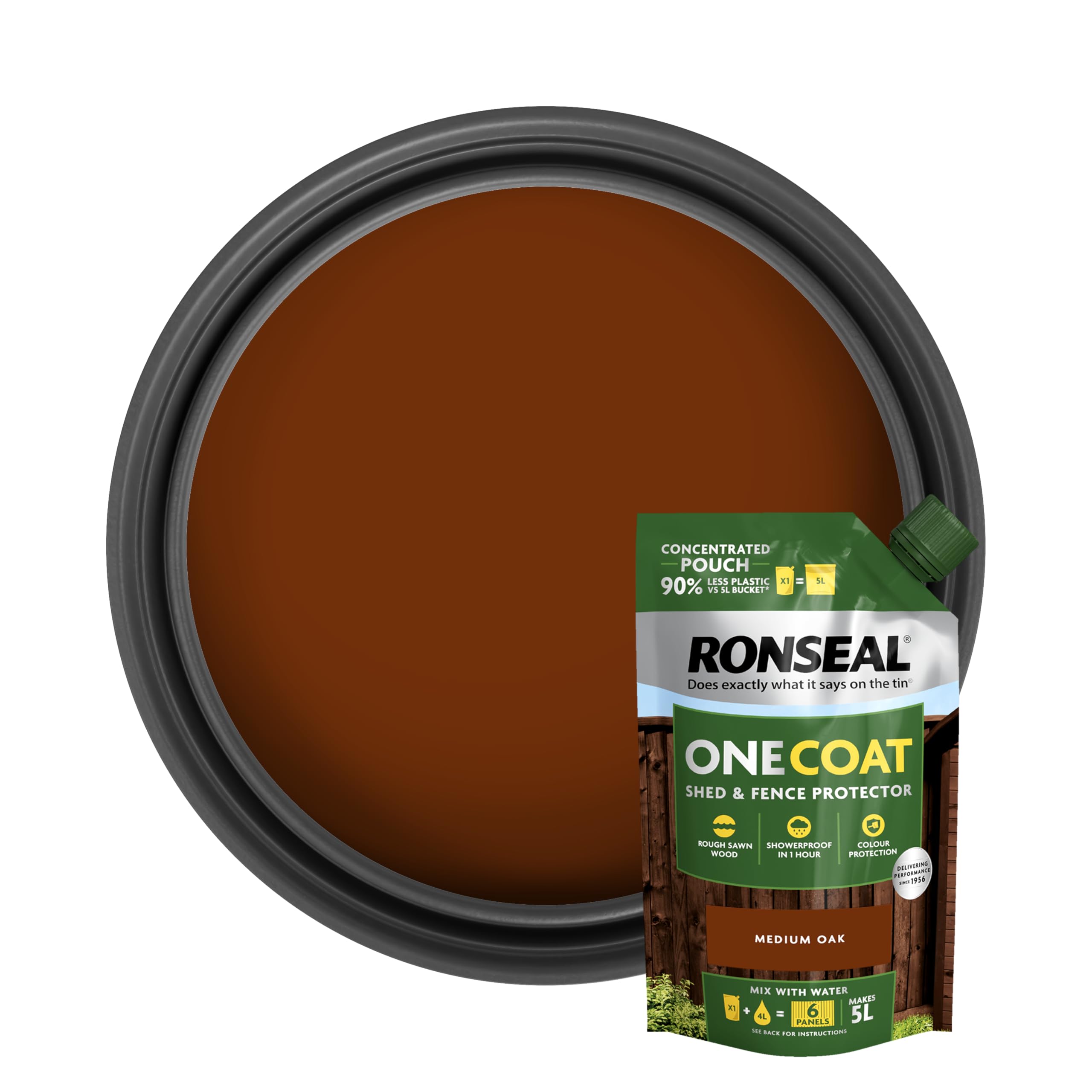 Ronseal One Coat Shed & Fence Protector Refill Pouch 950Ml In Medium Oak