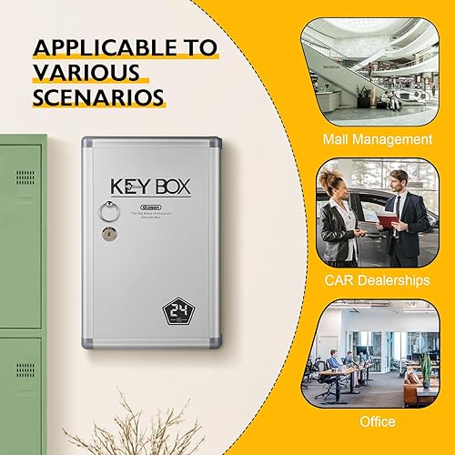 Miniatura 7 de Glosen Caja de bloqueo de llaves para montaje en pared, gabinete de llaves con cerradura de llave, organizador de caja de almacenamiento de
