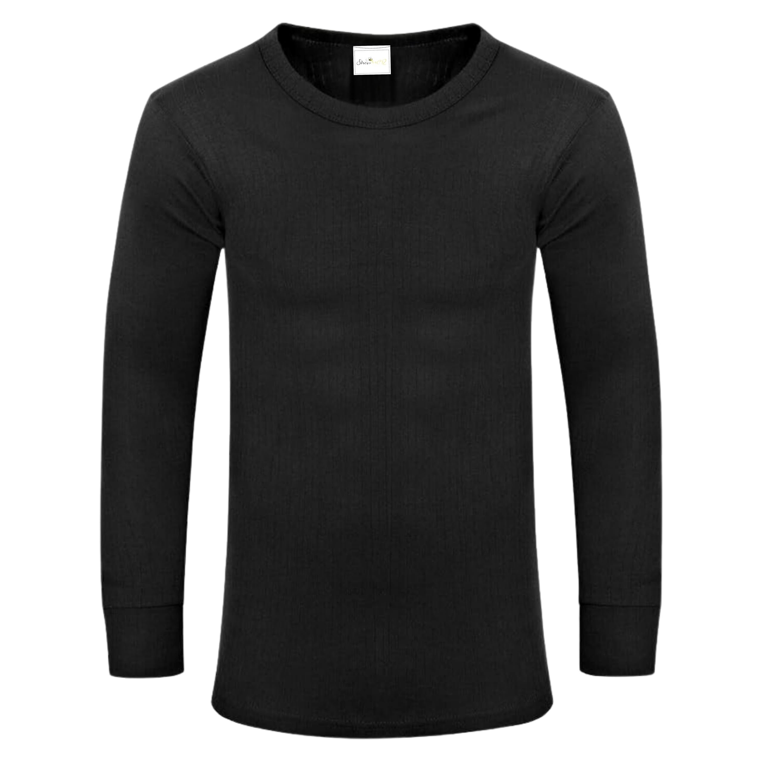 ShopMCR Men's Thermal Long Sleeve Underwear Tops, Winter Base Layer Shirts, Warm and Soft Full Sleeve Vests for Daily Use, Sizes S-XXL (Black, S)