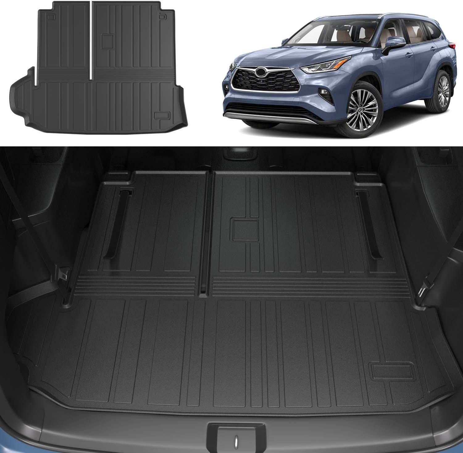 Xipoo Cargo Liner Compatible with 2020-2025 Toyota Highlander Trunk Mat Replacement for 2020-2025 Cargo Mat Accessories (Cargo Mat with Backrest Mat) Cargo Mat with Backrest Mat Fit 2020-2025 Toyota Highlander