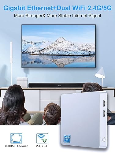 Miniatura 4 de Mini PC sin ventilador Intel Atom Z8350, mini PC de escritorio con Windows 10 Pro, 8 GB LDDR3 128 GB EMMC, mini computadora compatible con pantalla