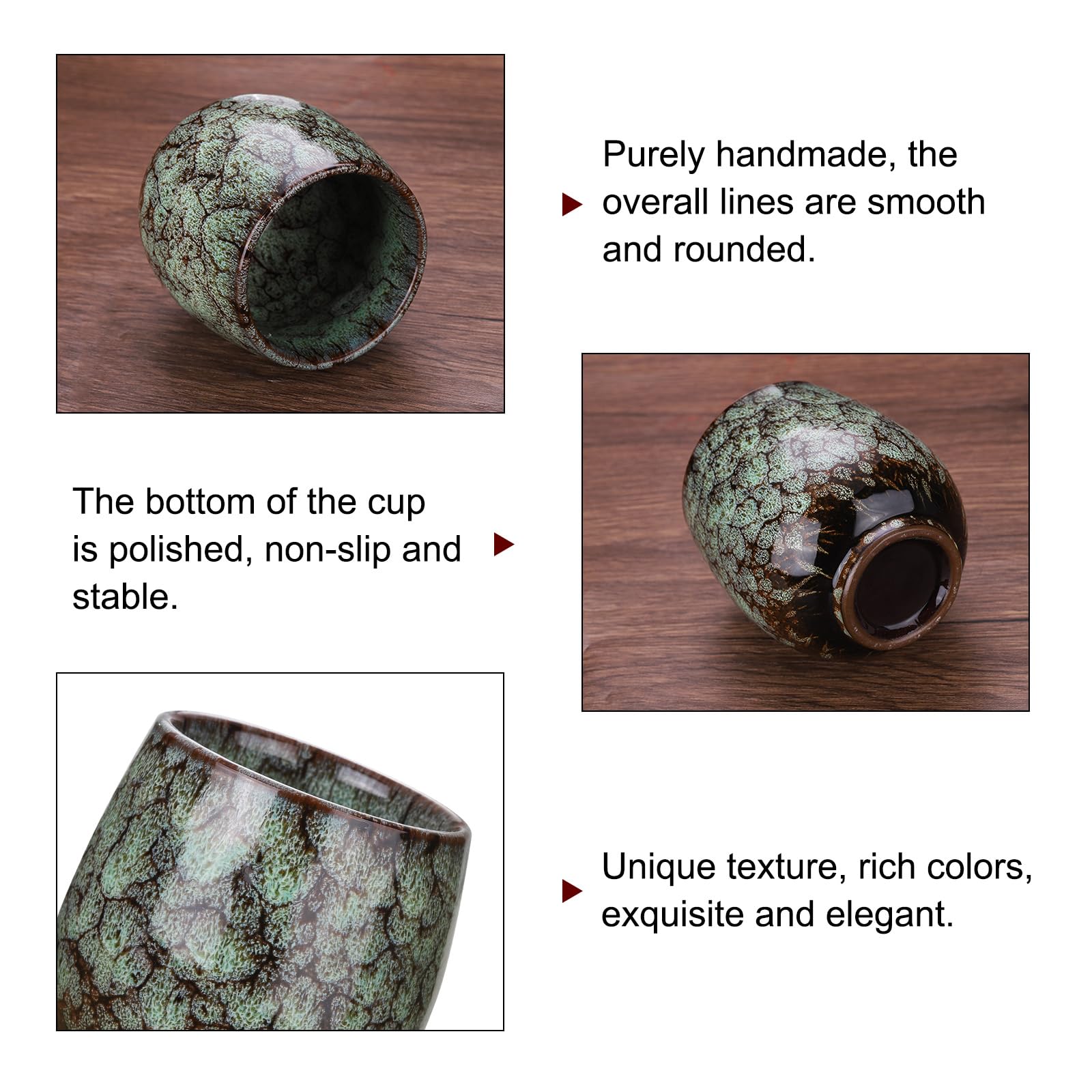 QUARKZMAN 4 Stück Chinesische Keramik-Teetasse 160 ml Traditionelles Gong Fu Tee-Set Japanische Grifffreie Kleine Teetasse für Mate-Tee Kaffee Wein Getränke, Indigo