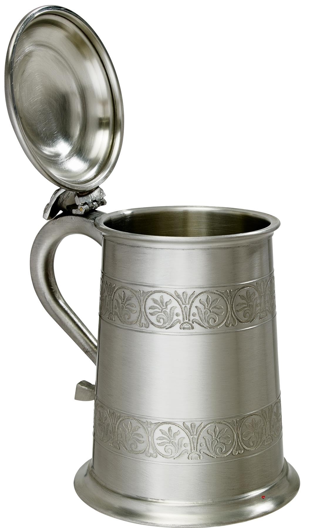 I LUV LTD Estaño con Tapa Jarro 1 Pinta Estilo Medieval con Mango de Cisne Puro Pesado Indicador Cerveza Jarro Posibilidad de Grabado Regalos Personalizados para Hombres y Mujeres