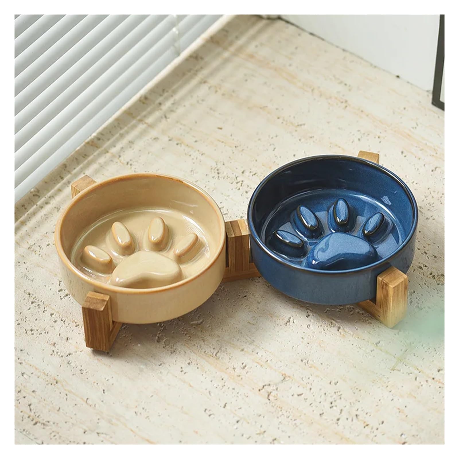Generisch Keramik-Futternapf im japanischen Stil mit Ofenwechsel, langsamer Fressnapf, Anti-Choke, langsames Fressen, Anti-Kippen, for mittelgroße Hunde und Welpen(Gold)