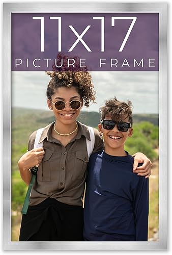 Marco plateado de 11 x 17 pulgadas de ancho del marco de fotos de 0.75 pulgadas  Profundidad del marco interior de 0.5 pulgadas  Marco de fotos
