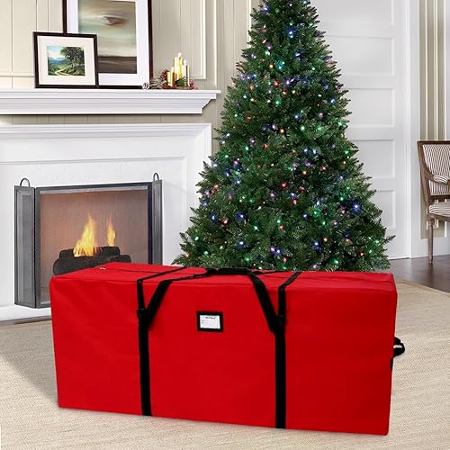 Vista 18 de AerWo Bolsa de almacenamiento para árbol de Navidad de 7.5 pulgadas, caja de almacenamiento extra grande para árboles artificiales de hasta 7.5 Verde