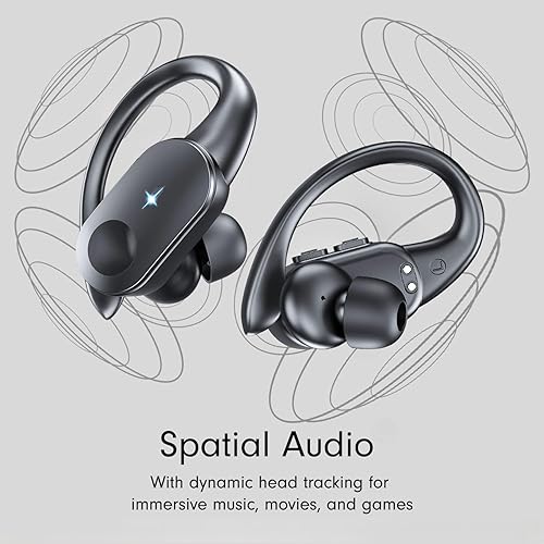 Miniatura 2 de Auriculares Bluetooth con carga inalámbrica, auriculares inalámbricos de reproducción de 80 horas, auriculares deportivos con gancho para la oreja,