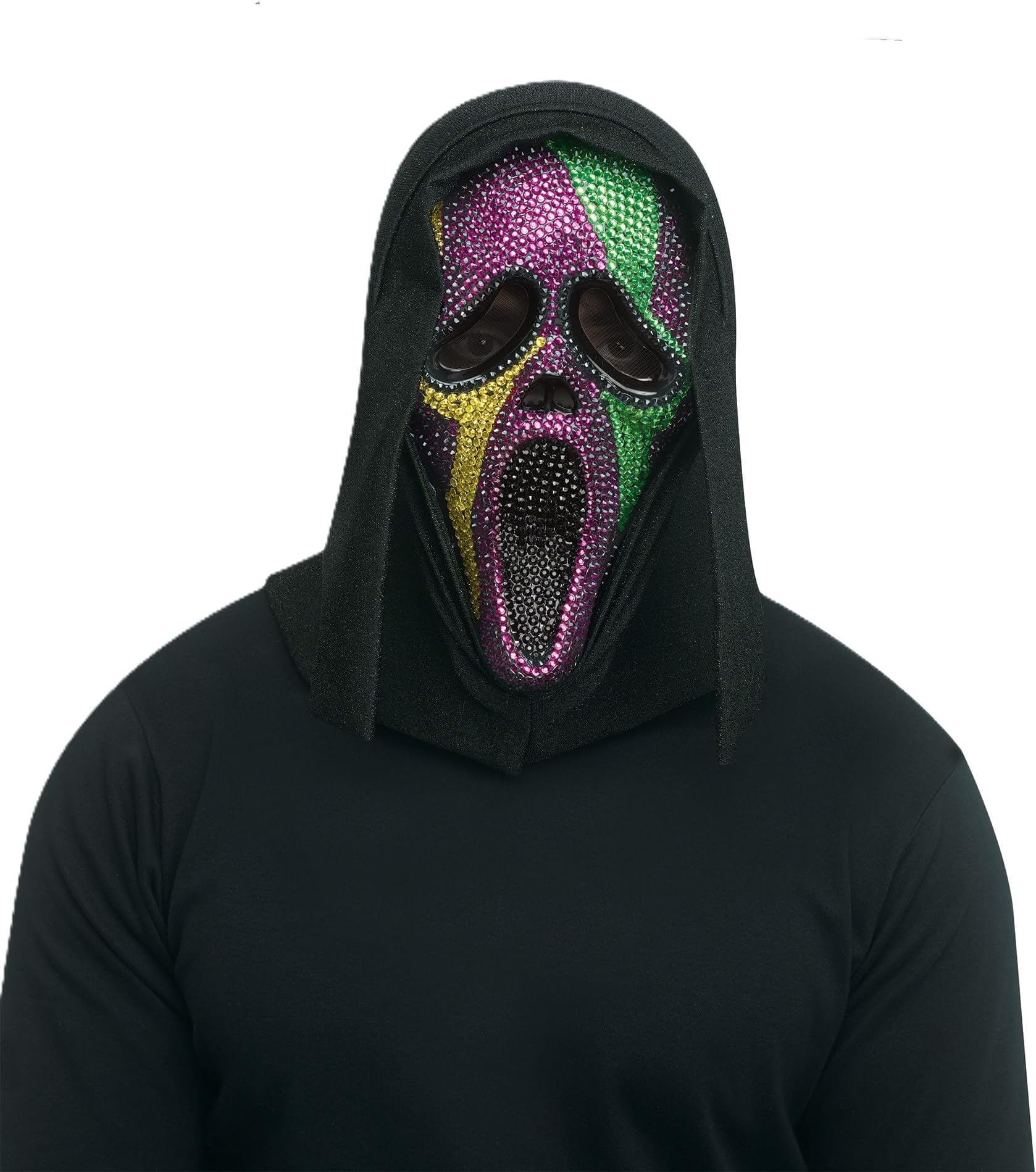 Fun World Mens Mardi Gras Bling Ghost Face Mask Costume Accessory, One Size, Multi-Color