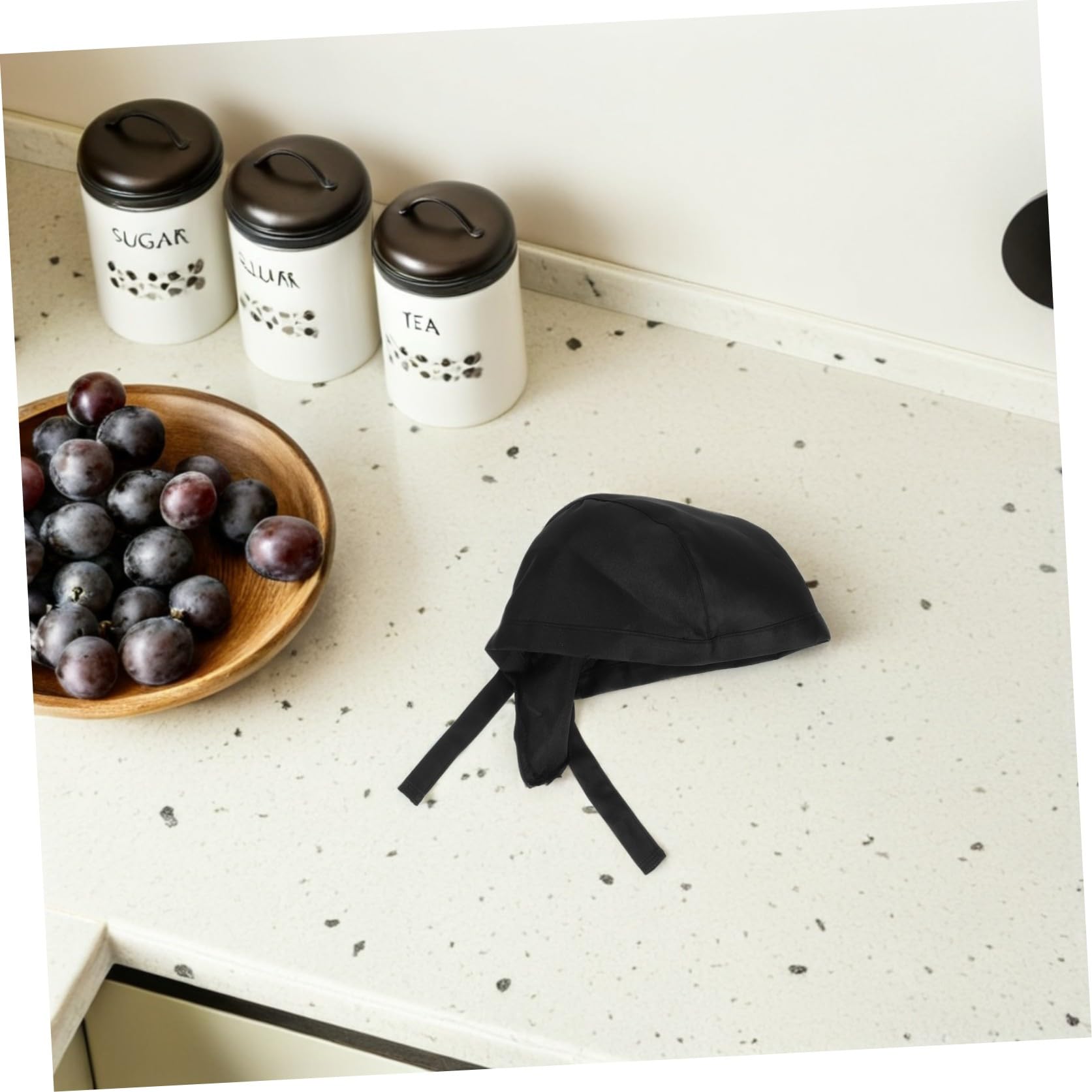 Gorro de Chef Negro 3 Piezas de Tela Ajustable para Trabajo