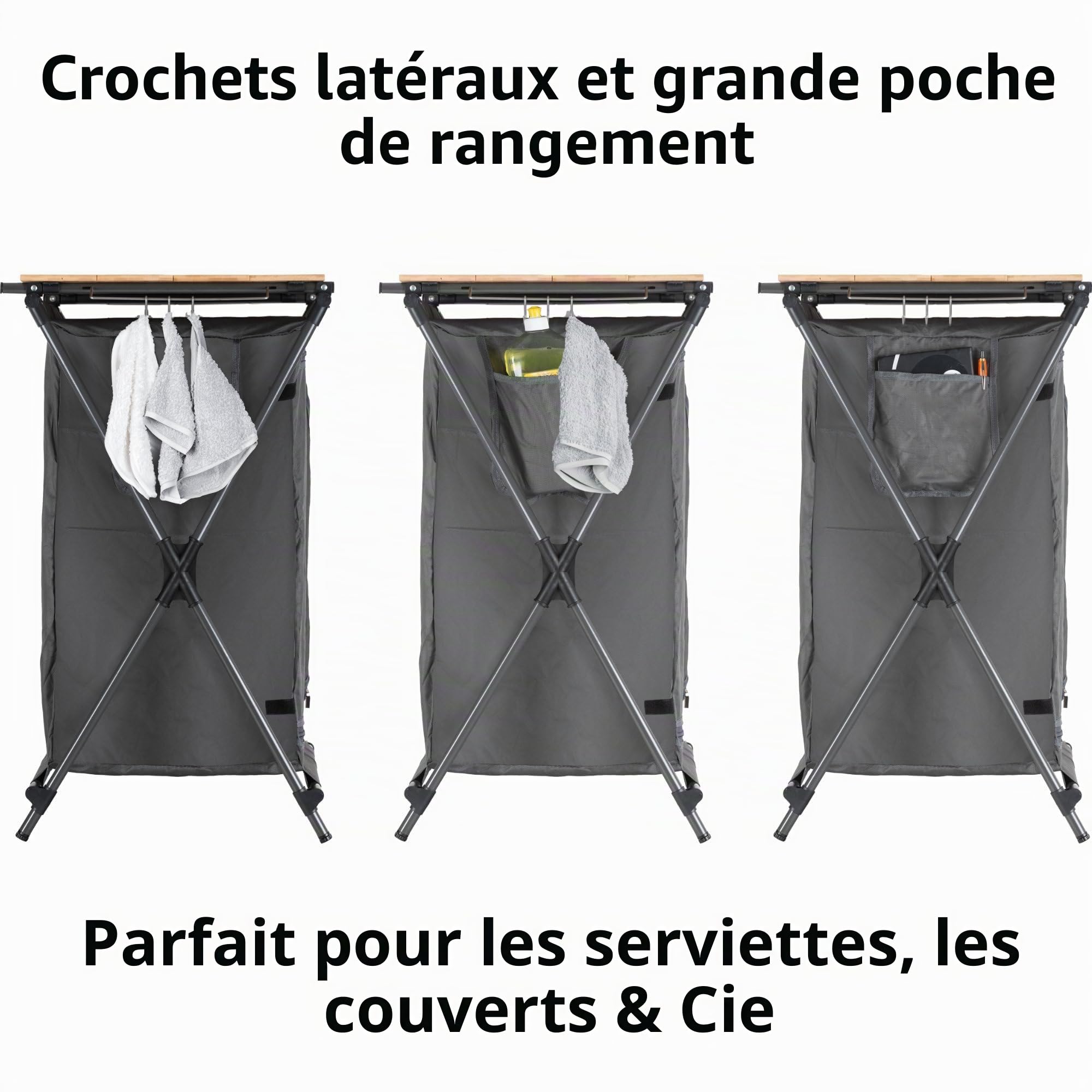 Stagecaptain Armoire de Camping CSB-85 - Cuisine Pliable Outdoor avec Plateau Bambou Robuste, Structure Aluminium, idéale Camping, caravanes, Jardin, Maison - Sac de Transport Inclus.