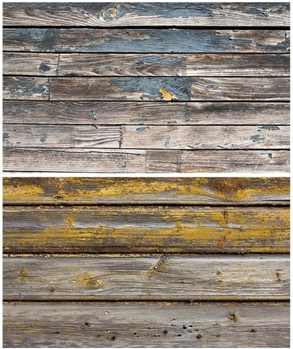 1 Sheet 2 in 1 3D Flat Lay Tabletop Double-Sided Photography Brown Backdrop Photo Studio Flatlay Background PVC Wrinkle-Free for Small Product Shoot (Rusty Brown Wood Plank Surface Pattern)