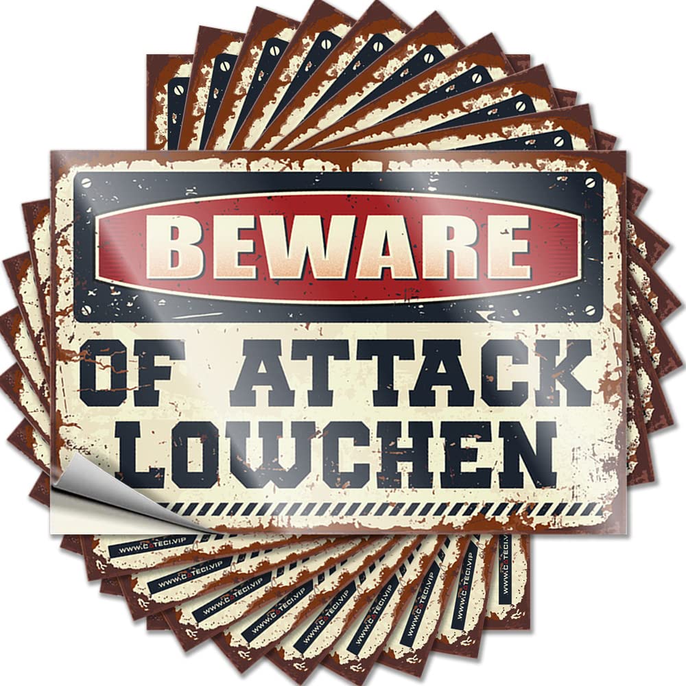 Stickers for Your Car Beware of Attack Lowchen Funny Sticker 10 Pcs Stickers for Your Car Car Stickers for Men(12X18CM)