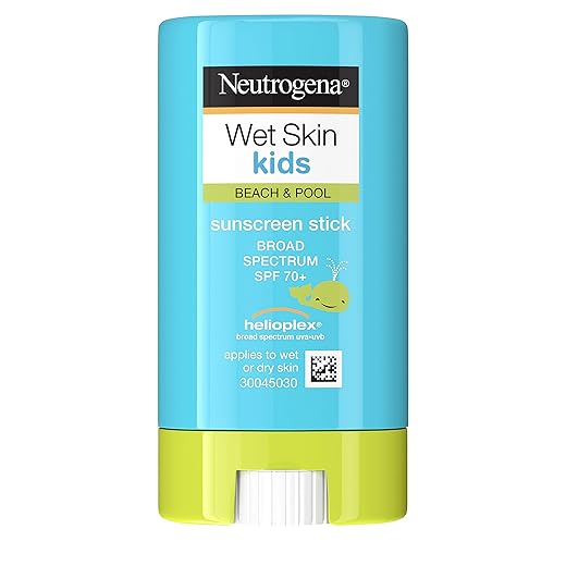 Neutrogena Wet Skin Kids Water Resistant Sunscreen Stick for Face and Body, Broad Spectrum SPF 70, 0.47 oz