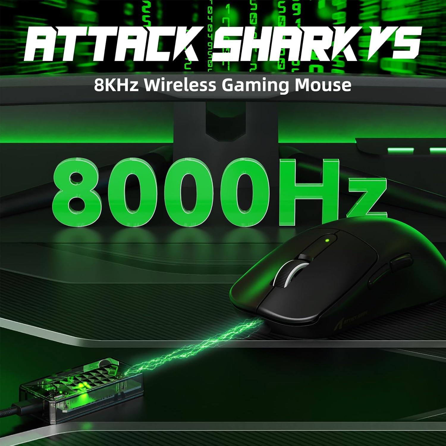 ATTACK SHARK V5 Wireless Gaming Mouse with 42000 DPI -PAW3950 MAX Sensor -55g Ultra-Lightweight-Nordic 52840 MCU,Wired/BT/2.4GHz Wirelss Programmable Mouse for PC/Mac (Black)