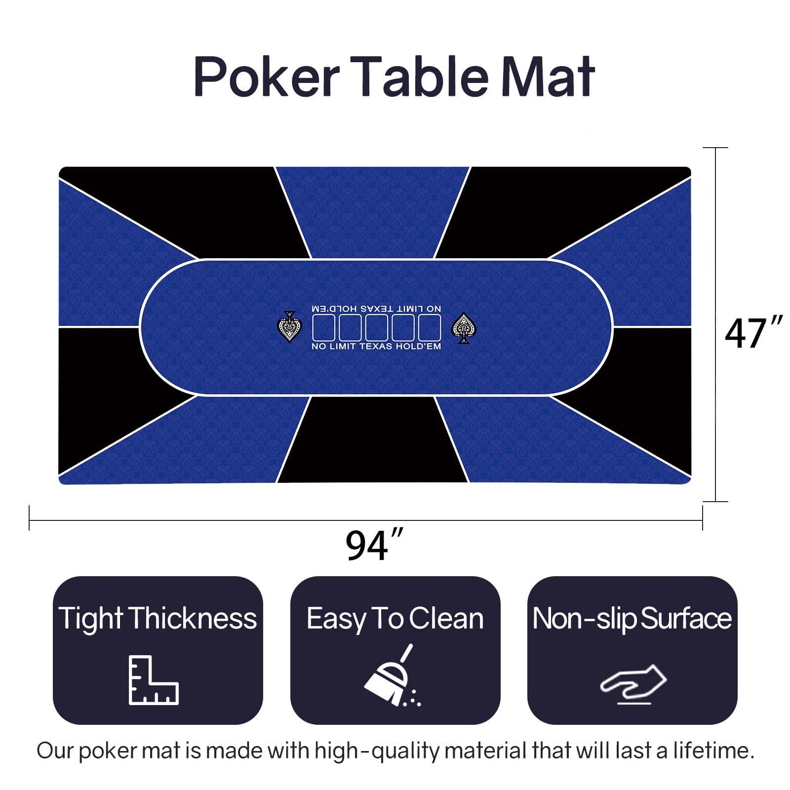 mata do gry w karty, Przenośna gumowa mata na stół do pokera Texas Hold'em dla 10 graczy z torbą przenoszenia(L)