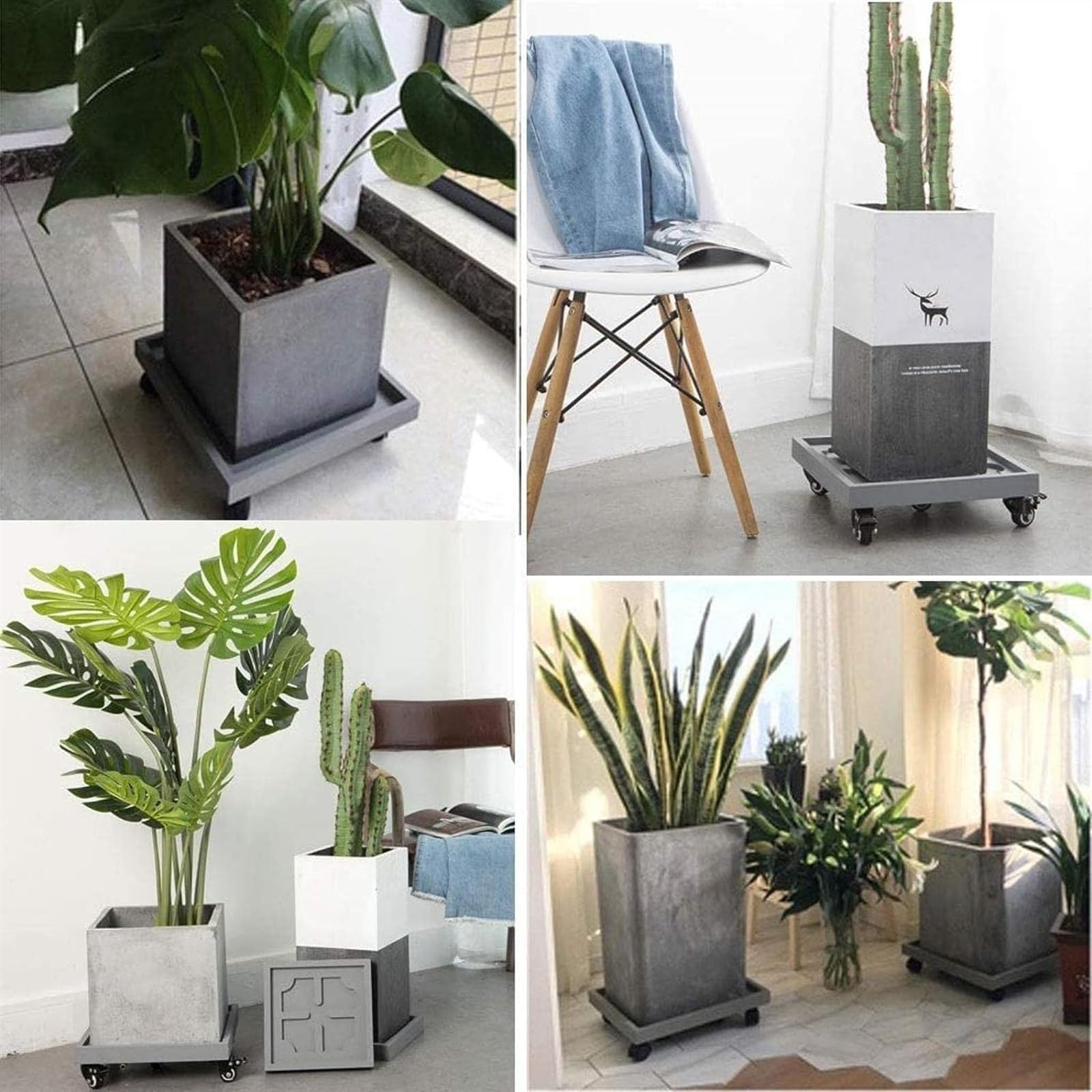 Supporto Per Piante In Metallo Con Ruote 40 Cm - 2 Pezzi, Bloccabili, Portata 180kg - Per Interni/Esterni, Con Foro Di Scarico