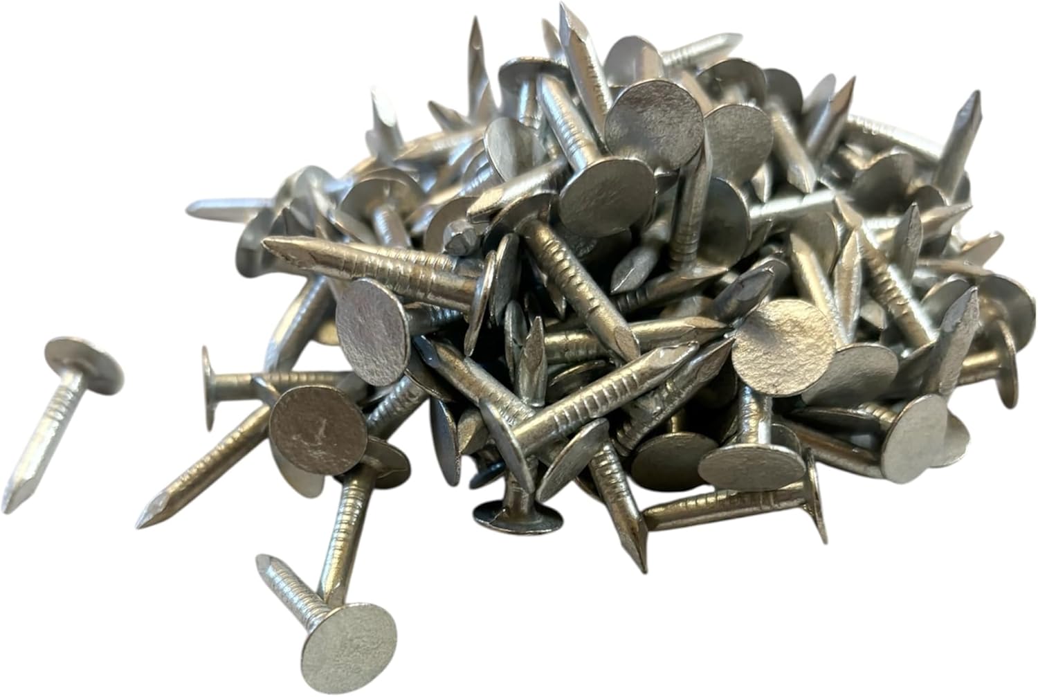 Clout Nails 20mm x 3mm (Pack of 100) Galvanised Clout Nails, 20mm x 3mm, Extra Large Head, Pack of 100 - Heavy Duty Roof Felt Tacks for Wood Outdoor and Securing Shed Roofing
