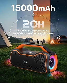 Portable Bluetooth Speaker Wireless, 200W Peak Loud Sound, Bass Boost
