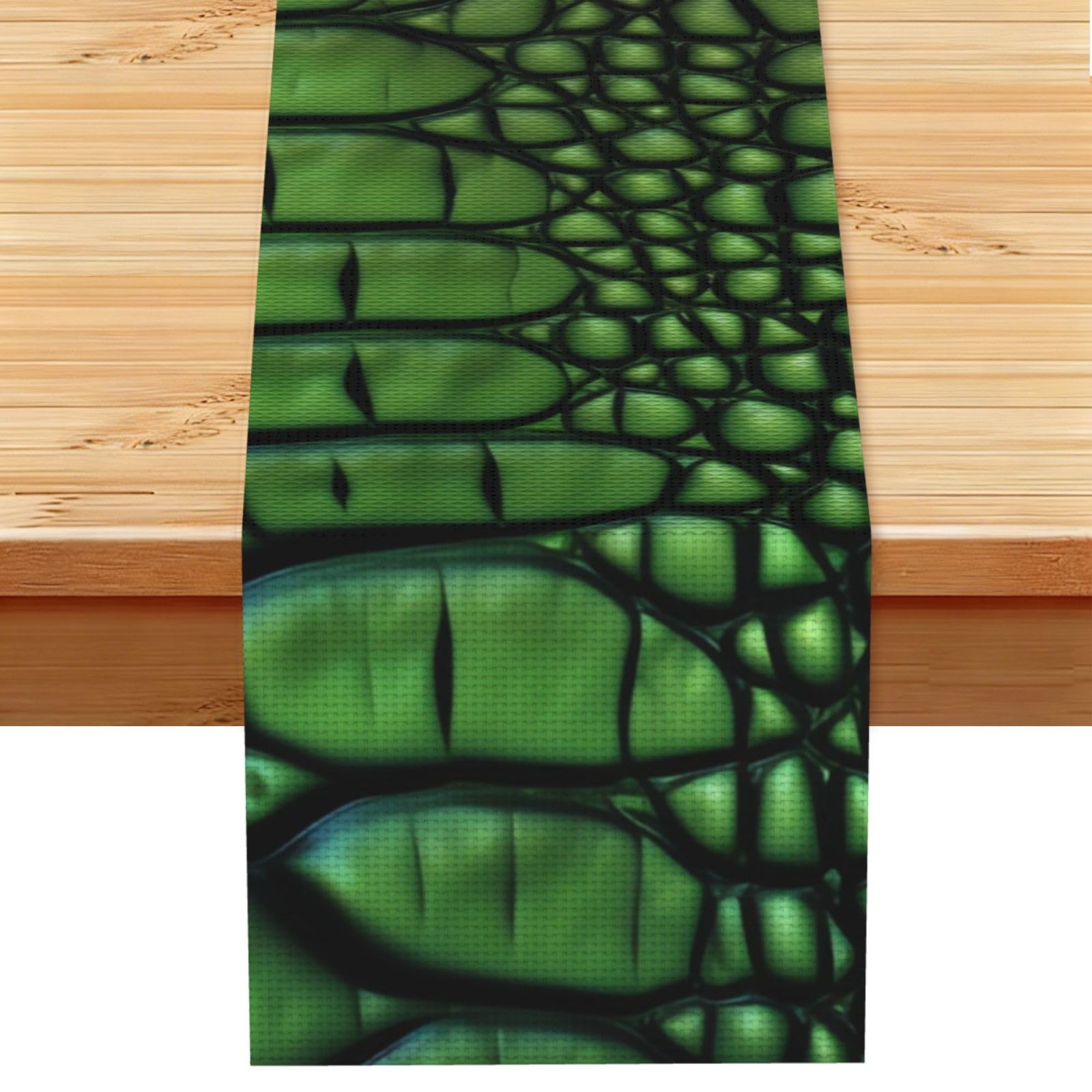 Alligator Skin Table Runner 13 x 72 Inches Long, Cotton Linen Table Runners for Kitchen Dining Table Decoration - Washable Tablecloth Modern Tablerunner for Home Party Decor