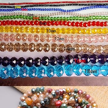 2mm 3mm 4mm 6mm 8mm Rondelle Crystal Glass Beads Flat Faceted Loose Spacer Glass Beads for Jewelry Making Jewelry DIY-SS05-3mm Approx 122pcs