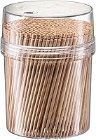 Vista 3 de Prestee 2000 palillos de dientes de madera + recipiente reutilizable para palillos de dientes, palillos de madera clara, acabado liso y resistente
