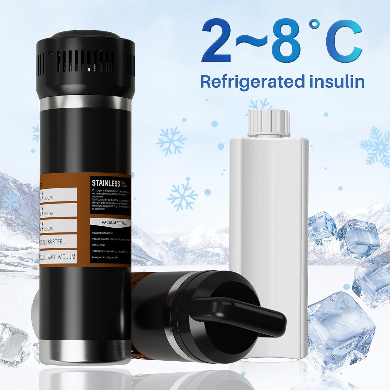 Upgraded Medical Pen Cooler Travel Case USB Charger BIOGEL Ideal Diabetic Medicine TSA Approved Medication Bottle Portable Insulina Carrying Cooler Keeps Fridge Temp 36°F - 46°F (AUTO Run)