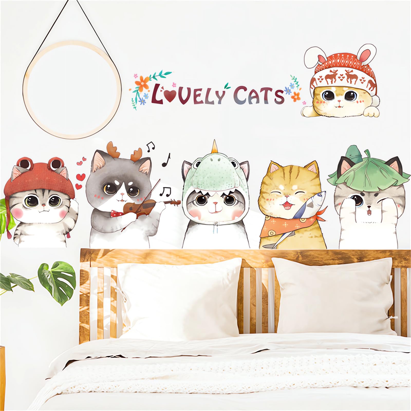 Yellow Daisy Cat Wall Stickers - Removable Vinyl Decals For Kids' Rooms, Nursery & Living Room Decor
