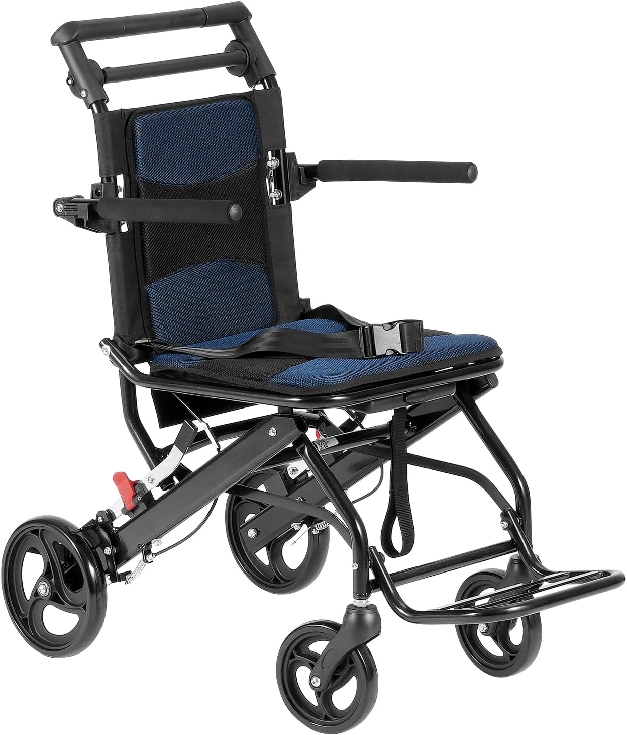 VEVOR FS800LBJF4 Ultra-Lightweight Transport Wheelchair, front-side view.