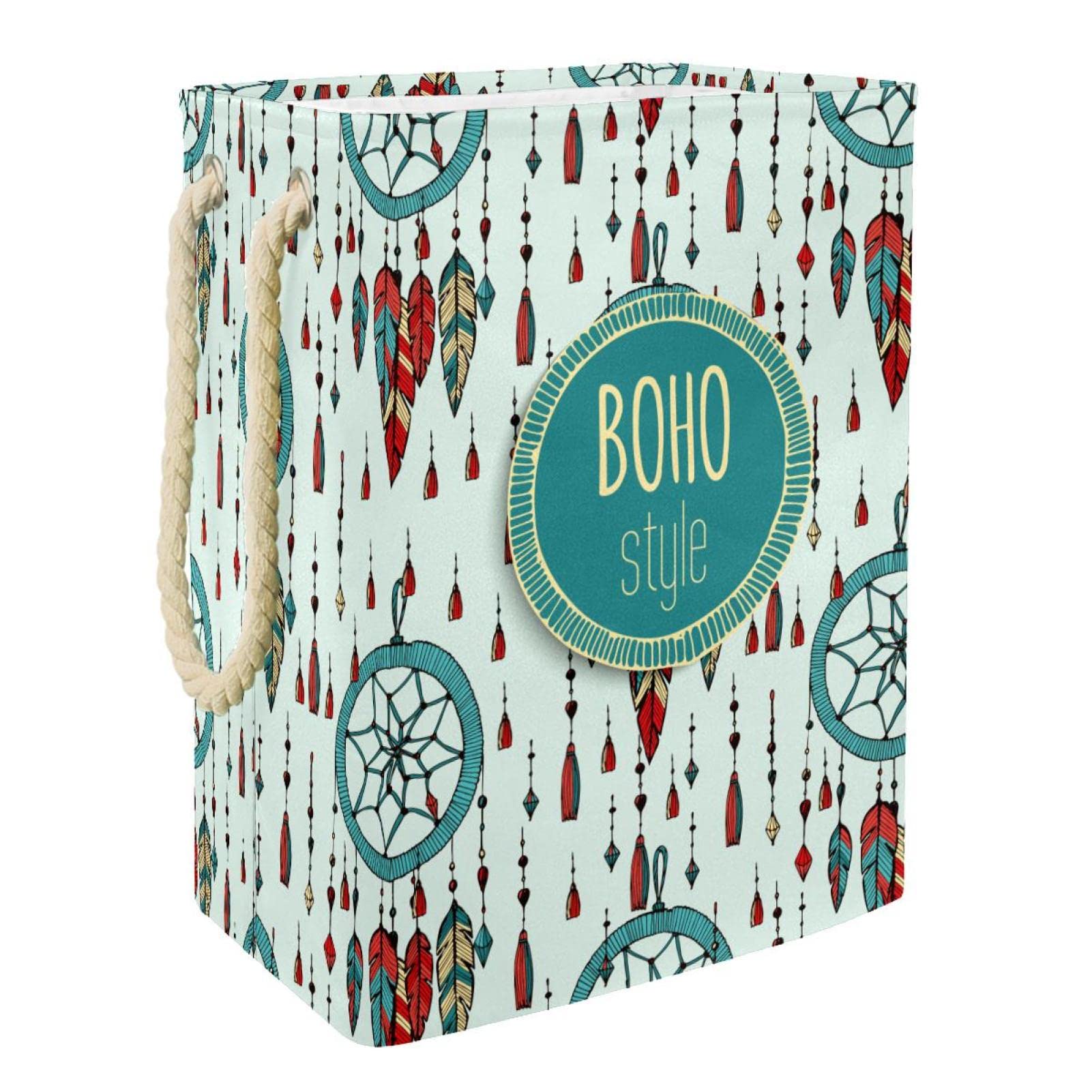 Bohemia Boho indische Traumfänger-Feder, großer Wäschekorb mit robustem Griff, Aufbewahrungskorb für schmutzige Kleidung für Schlafzimmer, Badezimmer, Studentenwohnheim