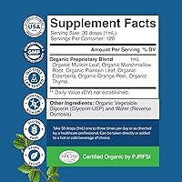 Vista 3 de USDA - Gotas orgánicas de gordolobo para pulmones – Desintoxicación y limpieza de pulmón a base de hierbas con extracto de raíz de malvavisco y hoja