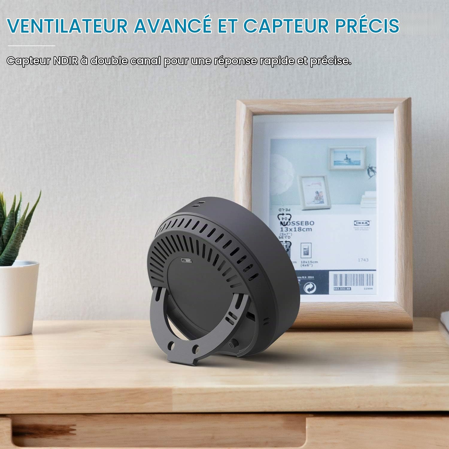 Détecteur CO2, LifeBasis Moniteur de Qualité de l'Air avec Écran LCD, Capteur NDIR, Détecteurs de CO2, Température et Humidité,0-5000 PPM, pour Maison/Bureau/Salle de Sport/Voiture