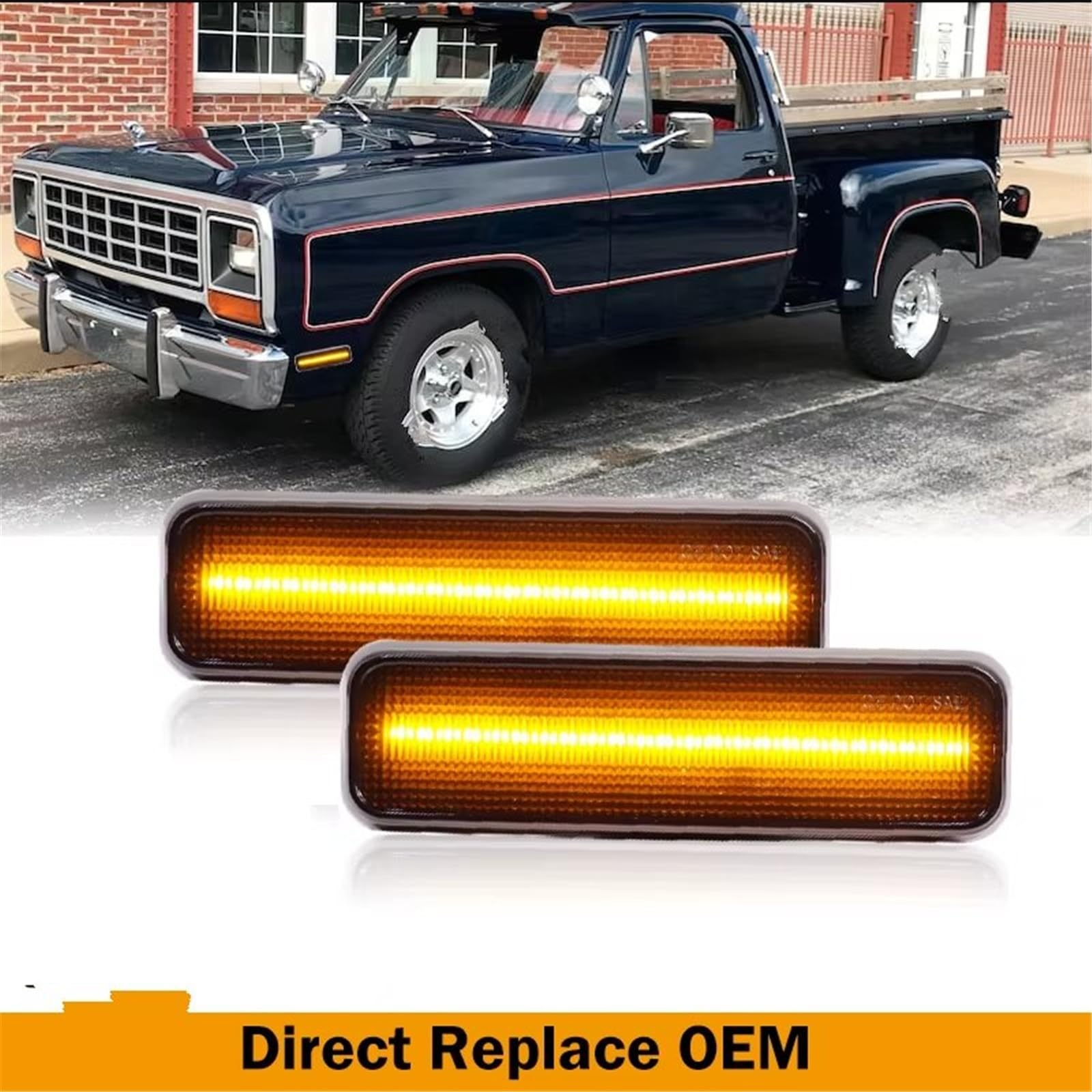 Luci A LED Dinamiche Indicatori Per Dodge Per RAM Per CAMION Per CHARGER D100 D150 D250 2 pezzi Luci di posizione laterali anteriori/Luce di direzione T10 Ambra(Smoked Lens white)