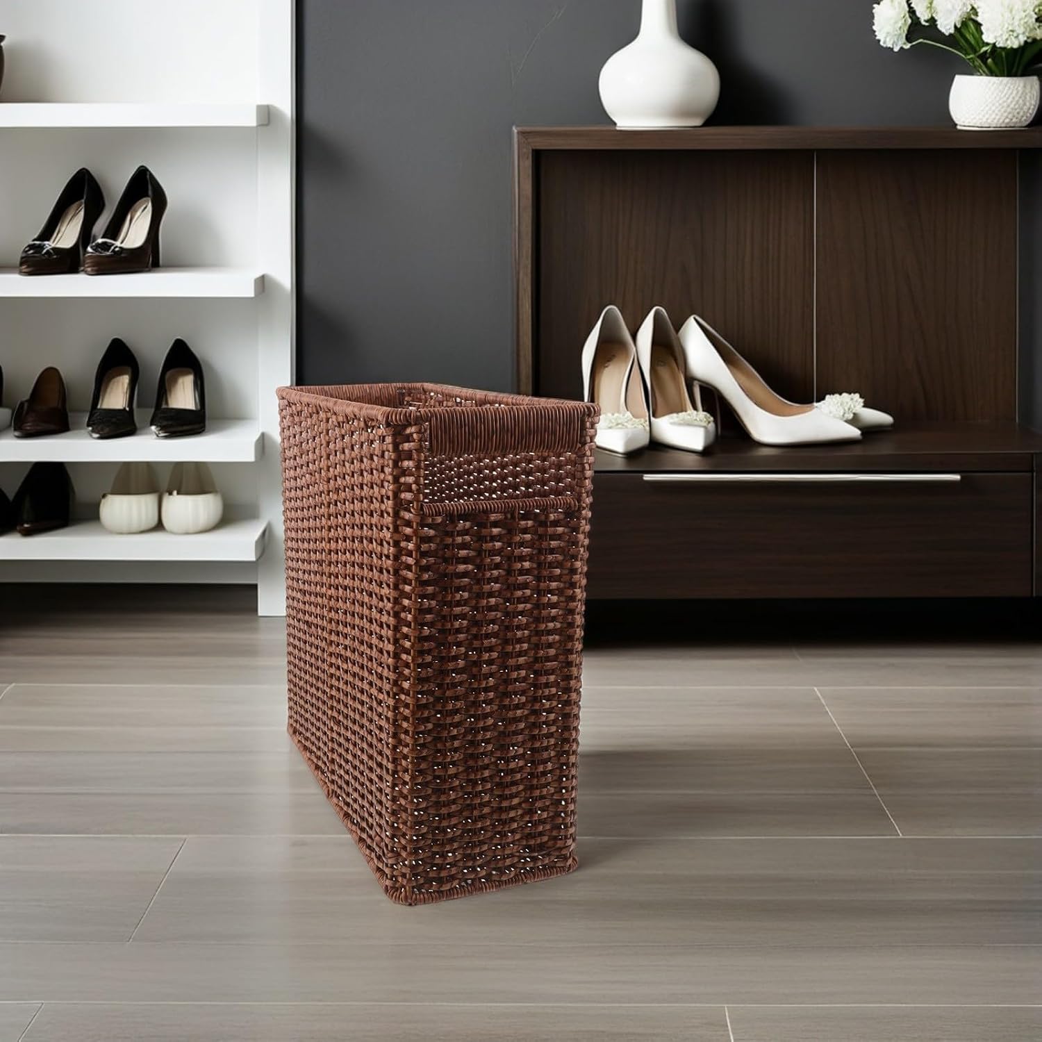Ipetboom Tall Narrow Rectangular Basket for Nursery and Bedroom Storage